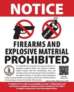 Firearms and Explosive Prohibited Sign