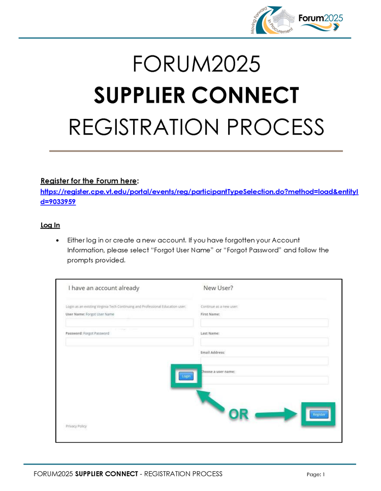 FORUM2025 SUPPLIER CONNECT REGISTRATION PROCESS